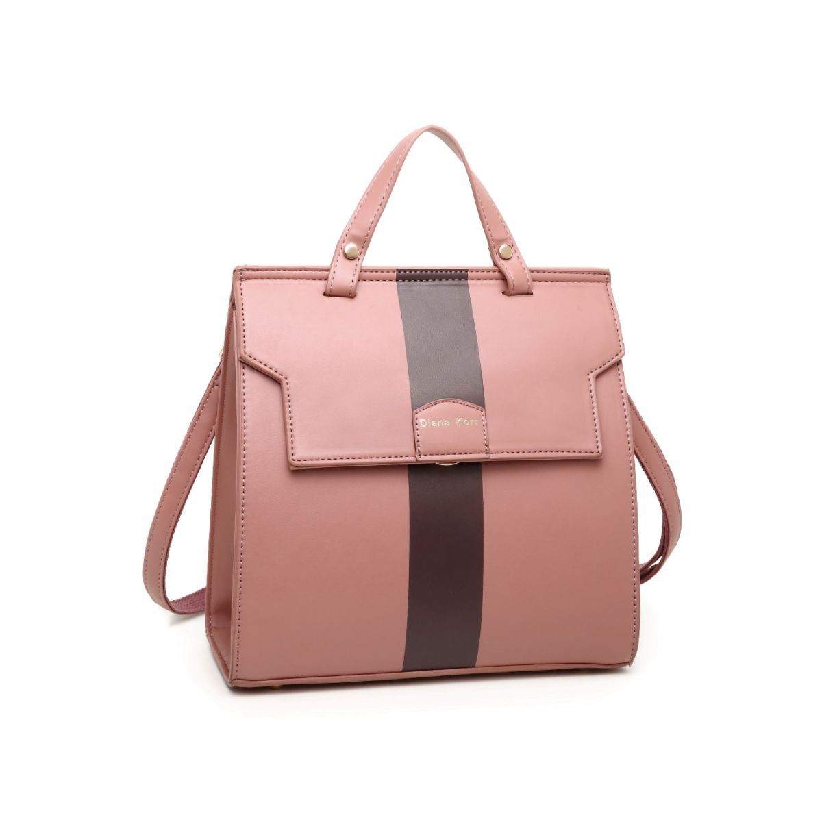 Diana Korr Pink Solid Faux Leather Handbag Buy Diana Korr Pink Solid