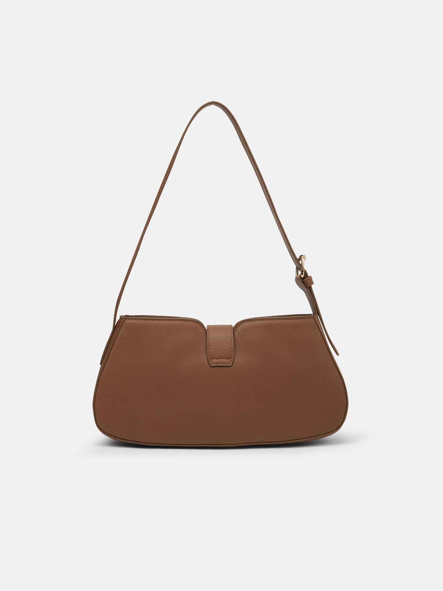 Buy Caprese Women Sally Tan Medium Baguette Handbag Online