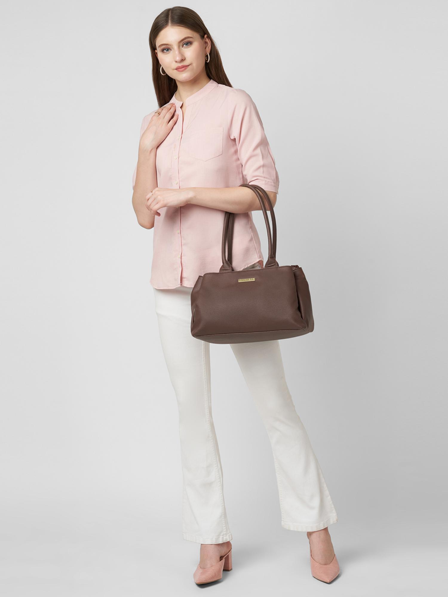 Buy Caprese Women Jimny Brown Medium Satchel Bag Online