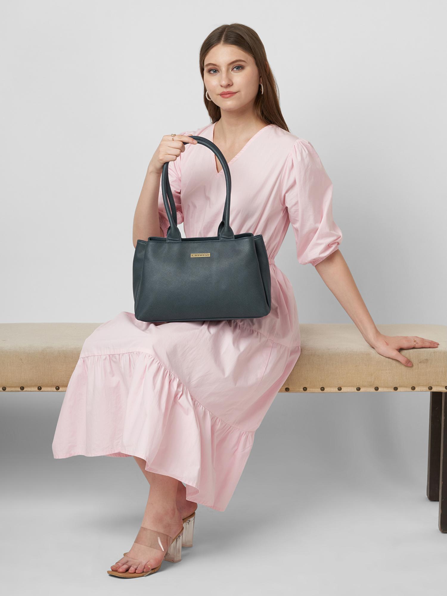 Buy Caprese Women Jimny Navy Blue Medium Satchel Bag Online