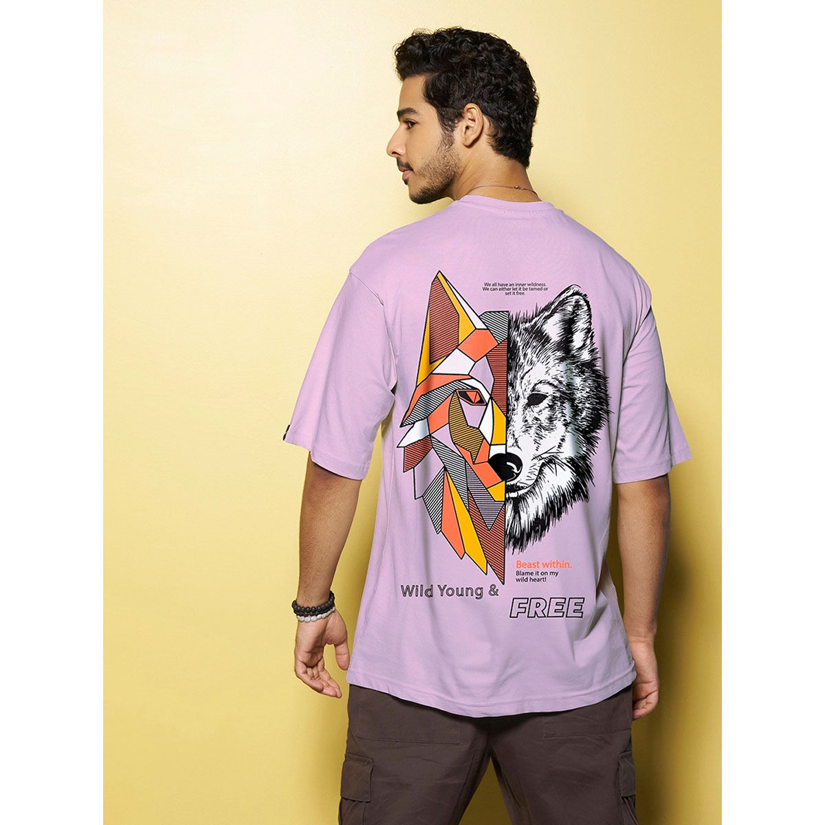 Buy Bewakoof Men Purple Graphic Oversized T shirt Online