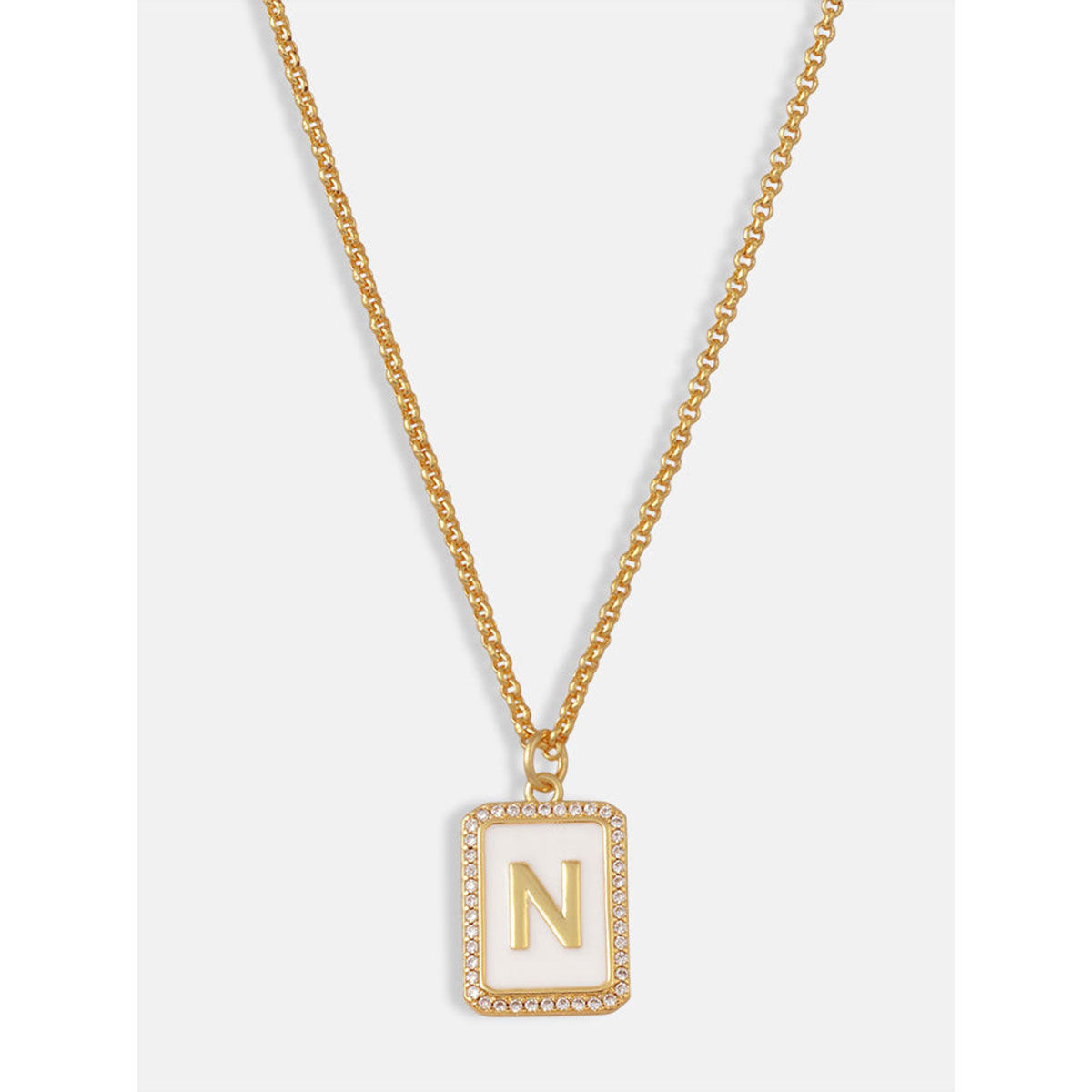 Letter N Gold Plated Rectangle Pendant Initial Necklace - Lovisa