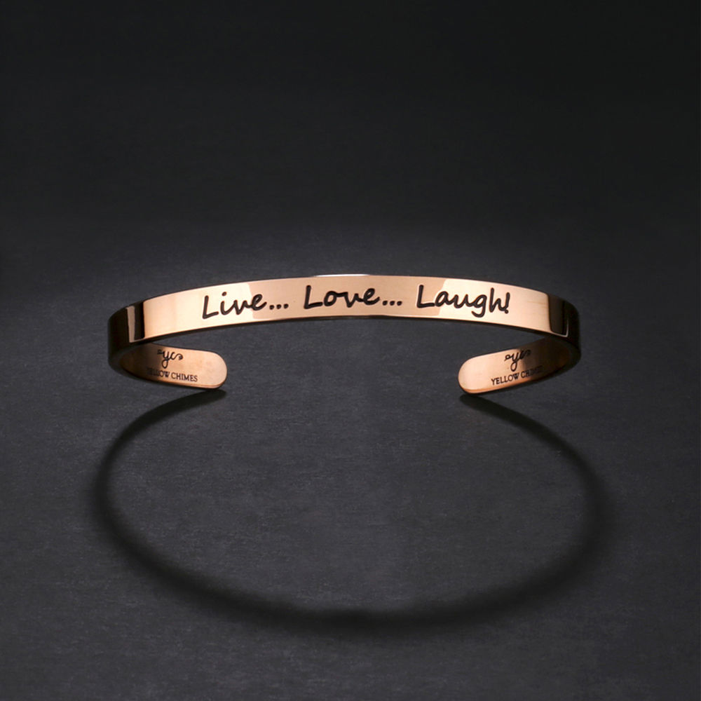Buy Personalized GoldPlated StainlessSteel Cuff Bracelet with Free Custom  Inspirational Text Engrave Name Mantra Text Minimalist Bracelet for Men   Women 6MM Black at Amazonin