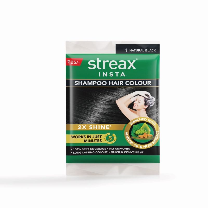 Streax Insta Shampoo Hair Colour - Natural Black: Buy Streax Insta Shampoo  Hair Colour - Natural Black Online at Best Price in India | Nykaa