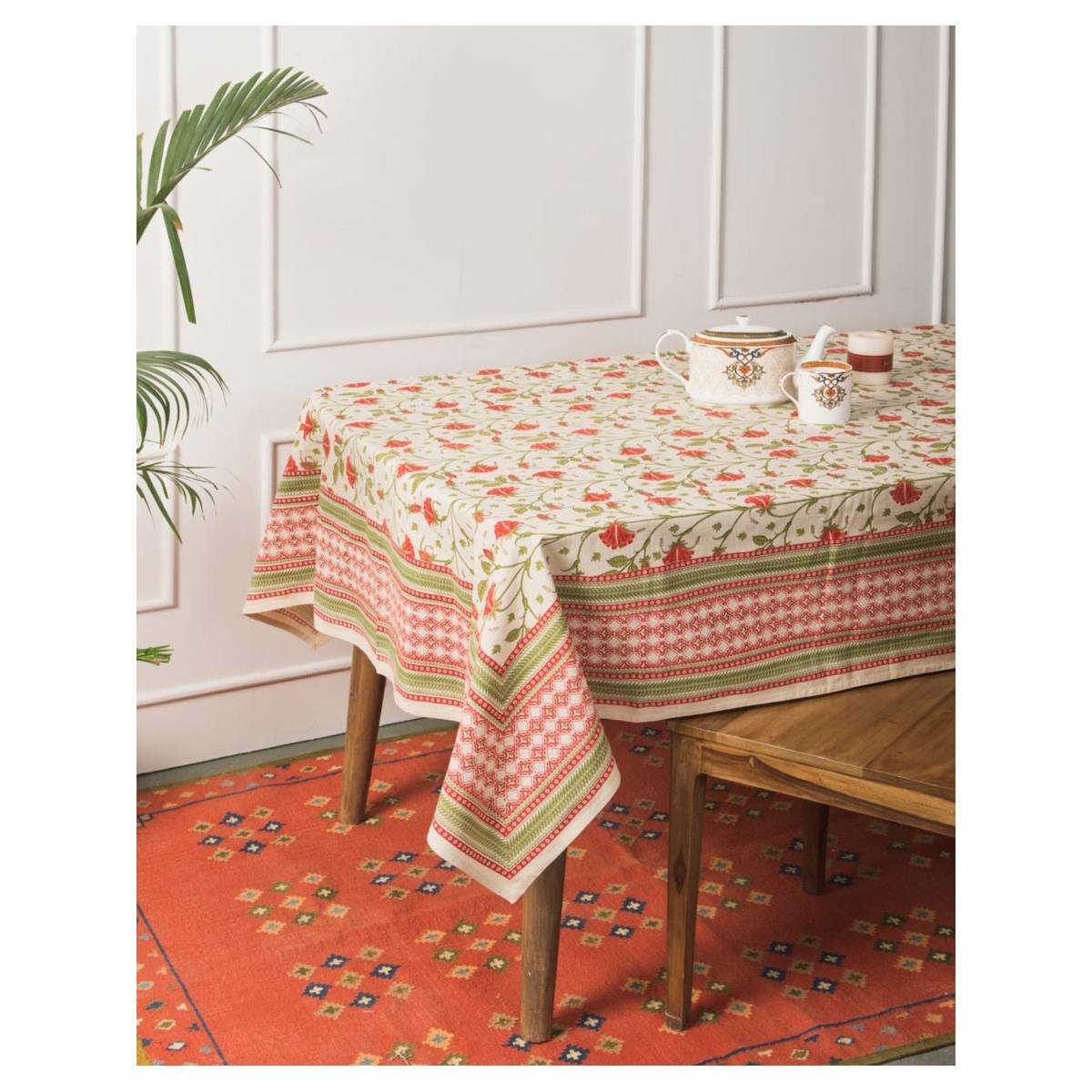 Buy Fabindia Multi-Color Cotton Floral Pushp Table Cover Online