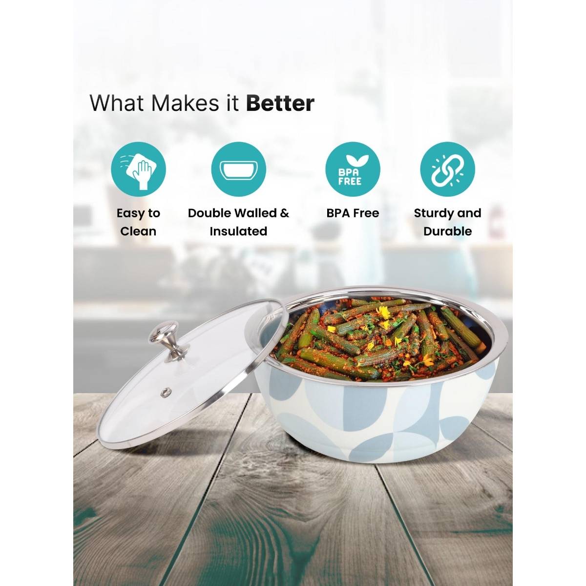 Ss Roti Baylon Buy The Better Home SS Roti Casserole With Glass Lid, 1500ml Online