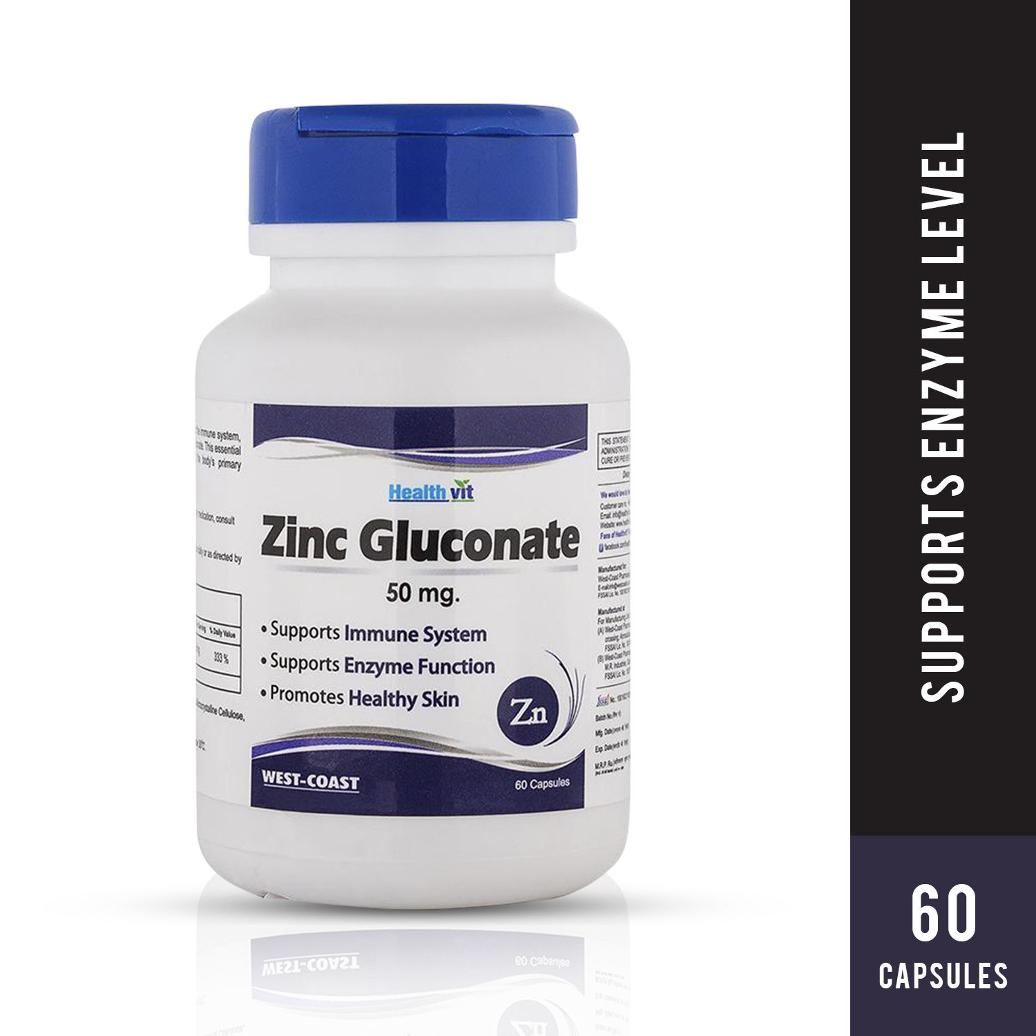 HealthVit Zinc Gluconate 50Mg 60 Capsules