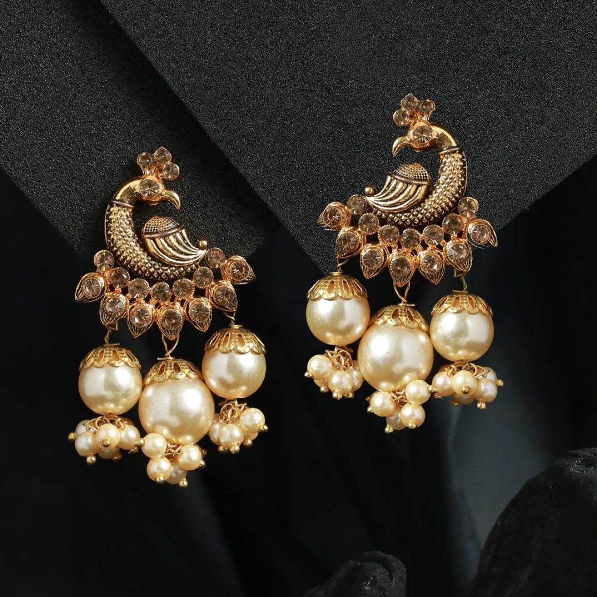Elegant Pearl Drop Earrings in 22ct Gold GER 067
