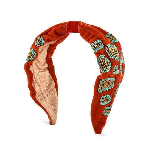 Bead Multicolour Boho Turban Headband Women Crochet Knit Turban