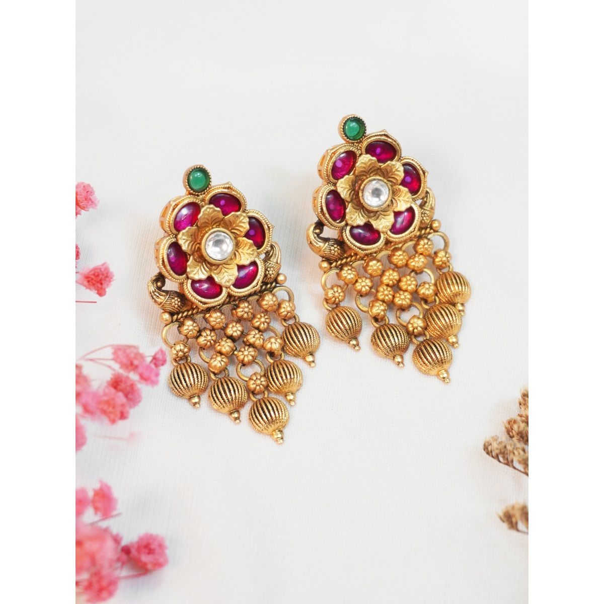 24k Gold Jhoomka with Pijada  Gold bridal earrings Gold earrings designs  Bridal gold jewellery