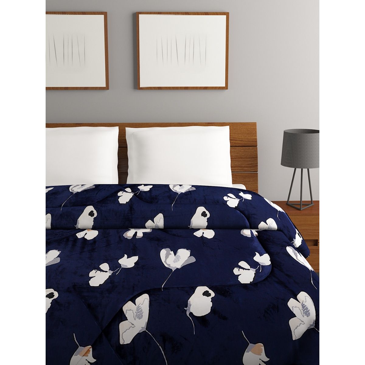 Bombay Dyeing 795 GSM 100 Polyester Blue Juniper Double Comforter Buy