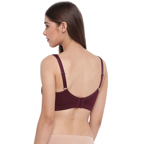 Enamor A142 Full Support Full Coverage Non-Padded Wirefree Stretch Cotton  Everyday Bra- Maroon (36F)
