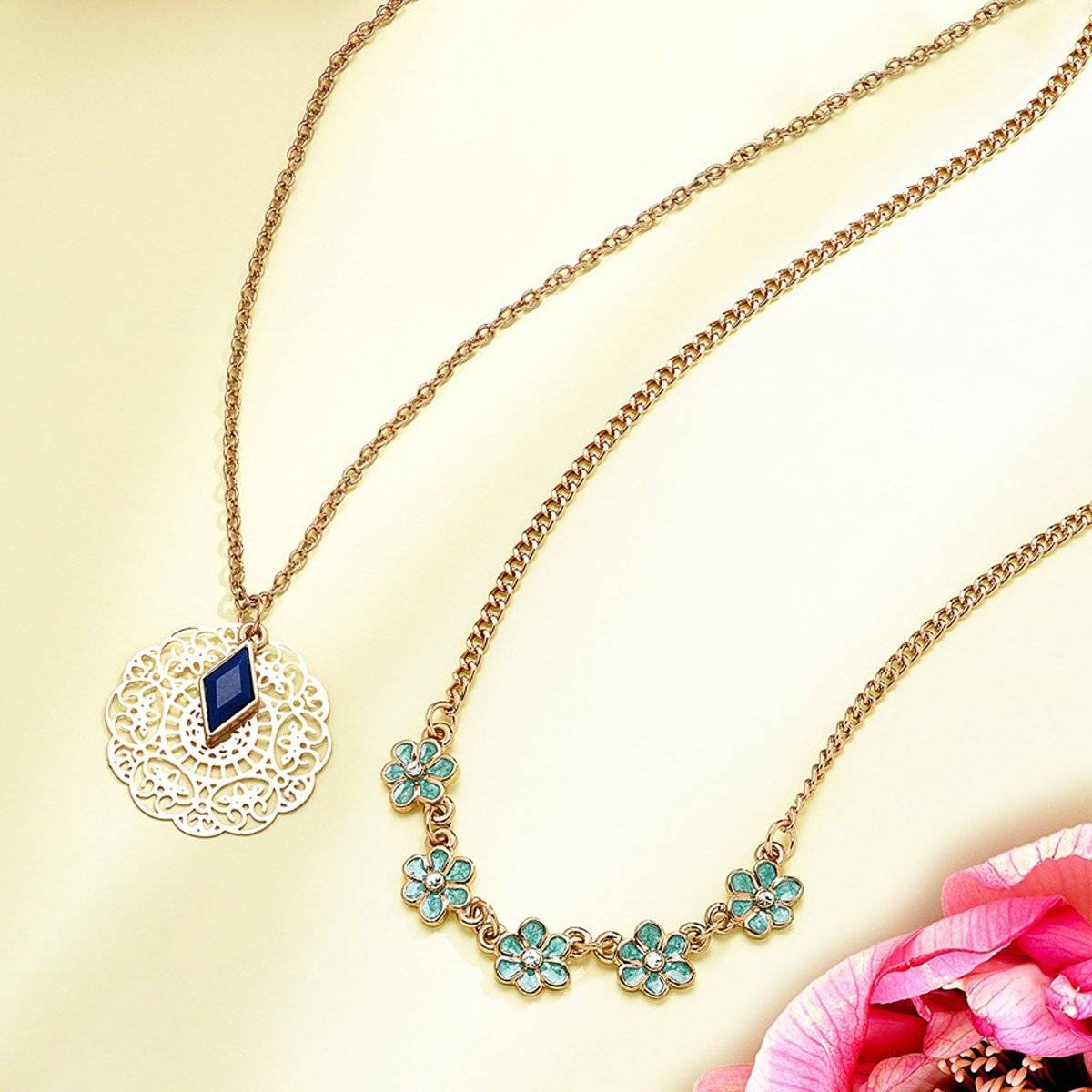 Zaveri Pearls Set of 2 Gold Tone Contemporary Chains-ZPFK15108