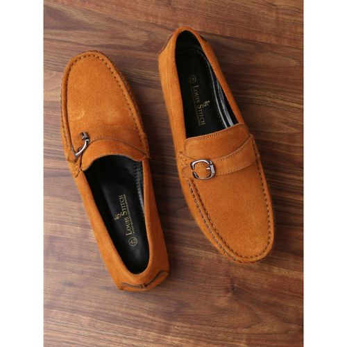 Louis Stitch Italian Moccasins Tortilla Brown Suede Plain Loafers for Men