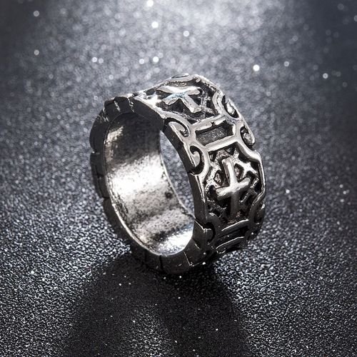 Fabula Jewellery Antique Silver Knights Templars Broad Band Biker Fashion  Ring For Men Boys