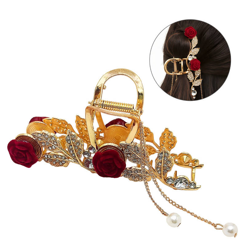 Matra Luxe Claw Clip Flower Hair Clutcher Fancy & Floral Big Large Metal Clutches Hair Accessory