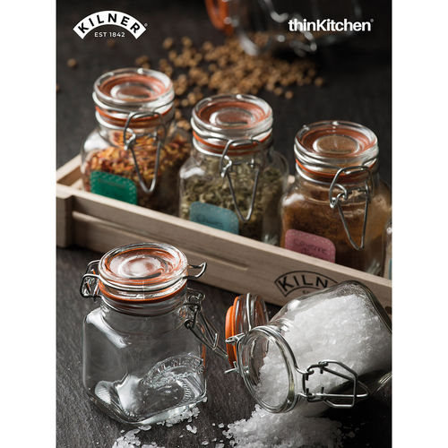 Kilner Clip Top Square 70ml Airtight Glass Jar BPA-Free Storage Container