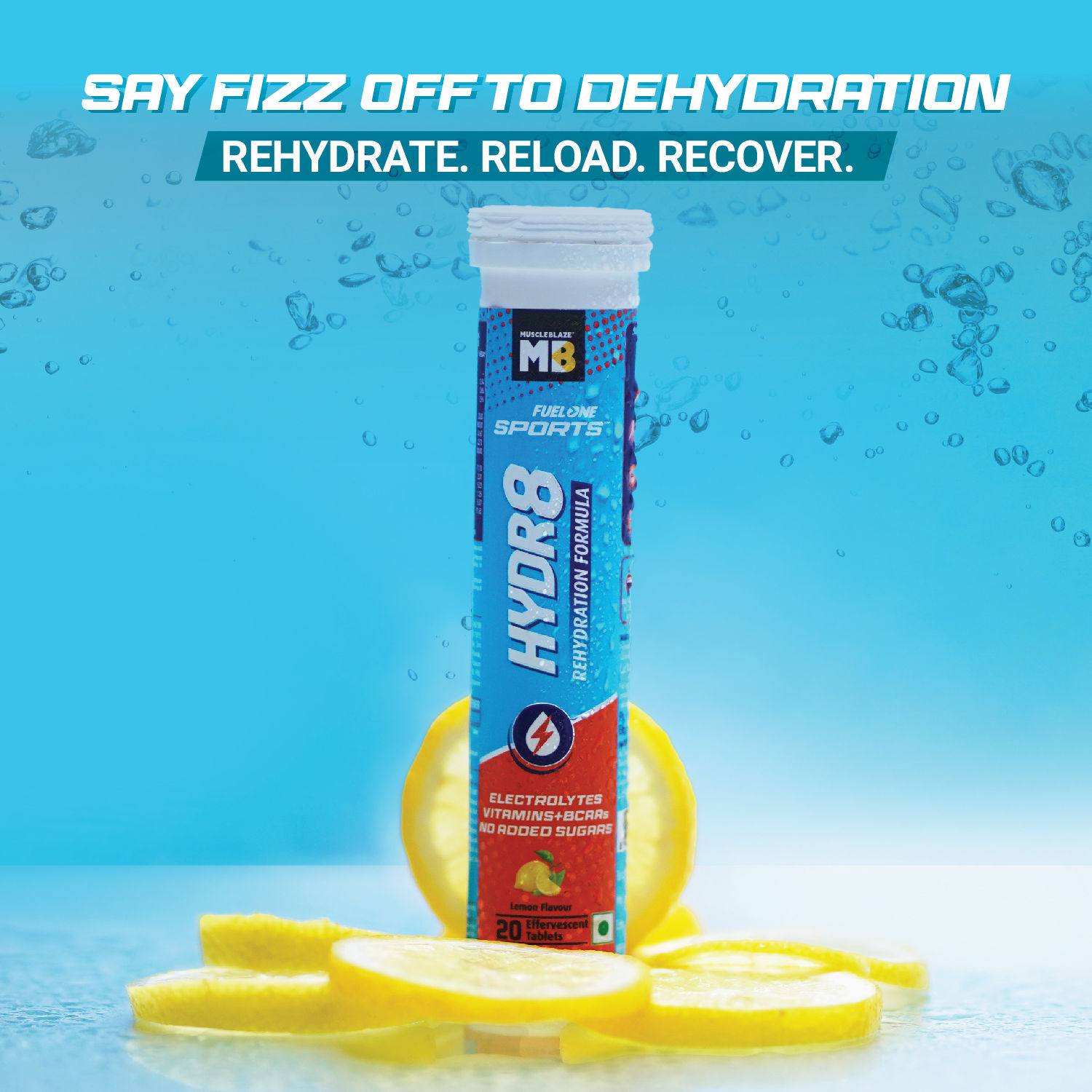MuscleBlaze Fuel One Sports Hydr8 Effervescent Tablets Lemon Tablets