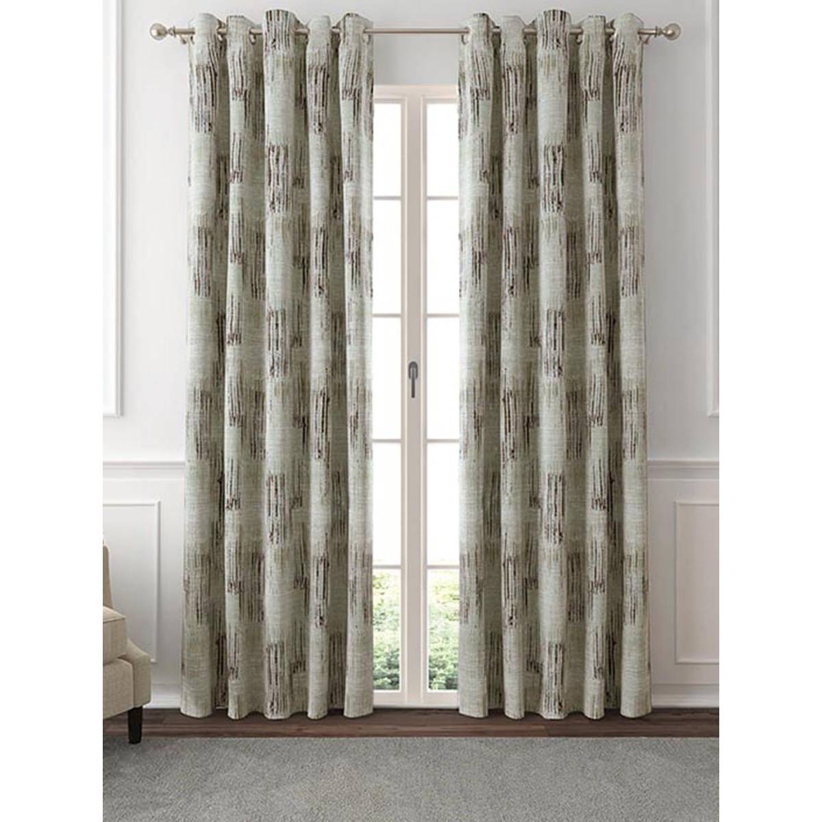 GM Abstract Jacquard Room Darkening Curtains 7 Feet in Melancholy Colour (Set of 2)
