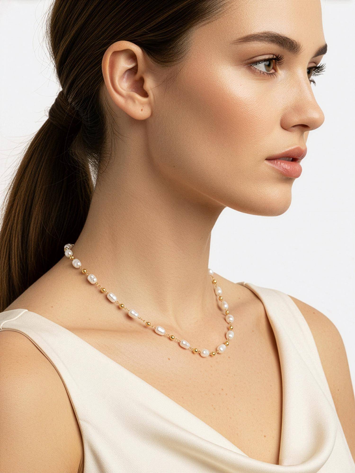 Carlton London Rose Gold Plated Pearl Necklace