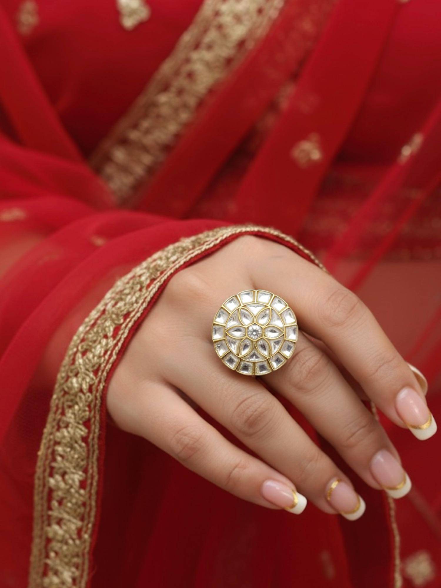 Curio Cottage Kundan Noor Adjustable Ring