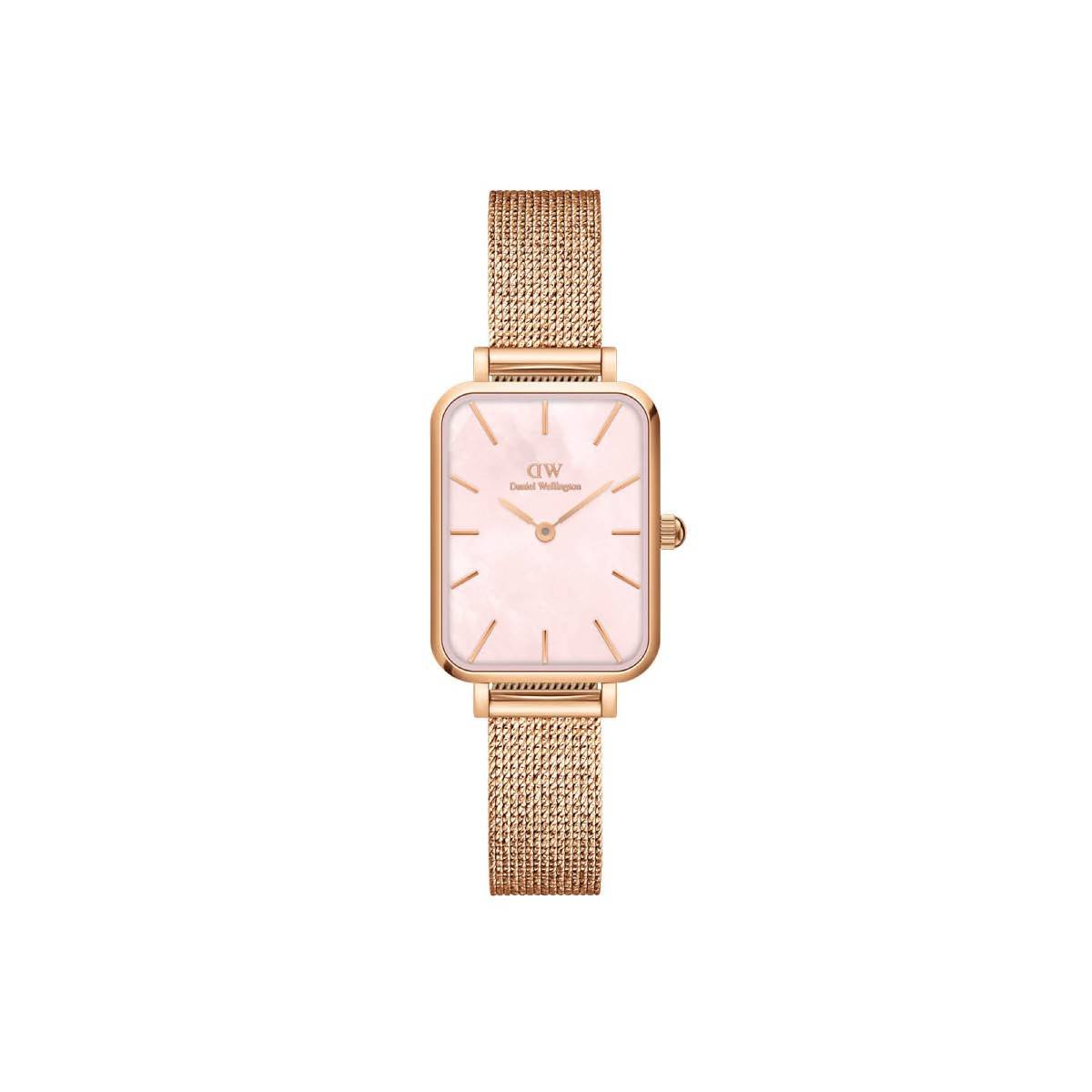 Daniel Wellington Women Quadro Pink Rectangular Dial Analog Watch - DW00100510K (M)