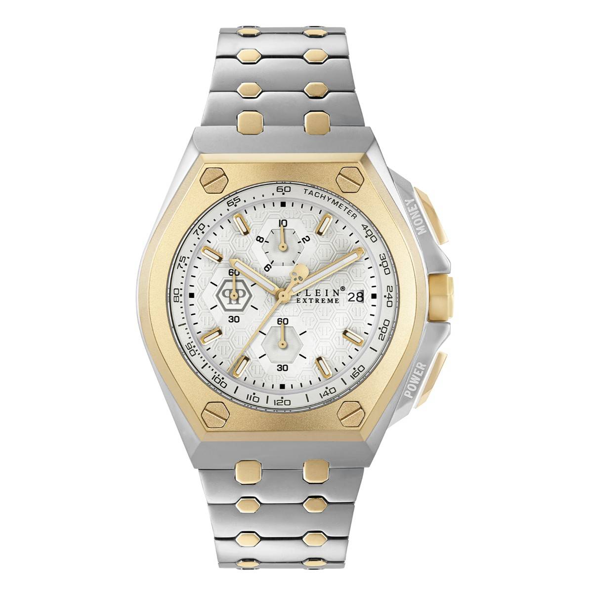Philipp Plein Men Extreme Silver Round Dial Analog Watch - PWGAA0421 (M)