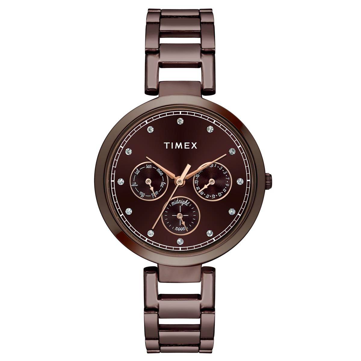 Timex Trendline Round 21mm Brown Dial Analog Women Watch - TW000X267
