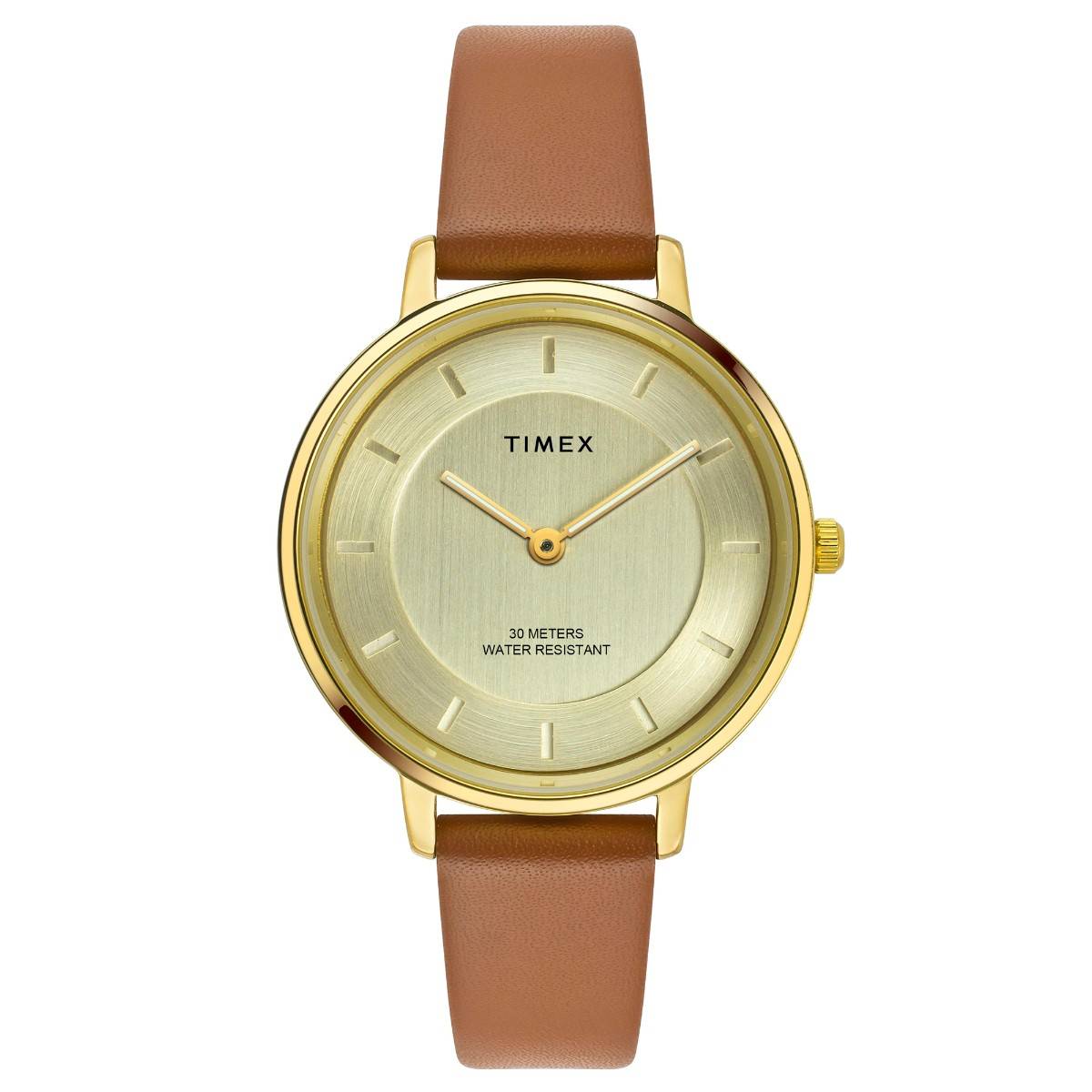 Timex Trendline Round 34mm Champagne Dial Analog Women Watch - TWEL15822