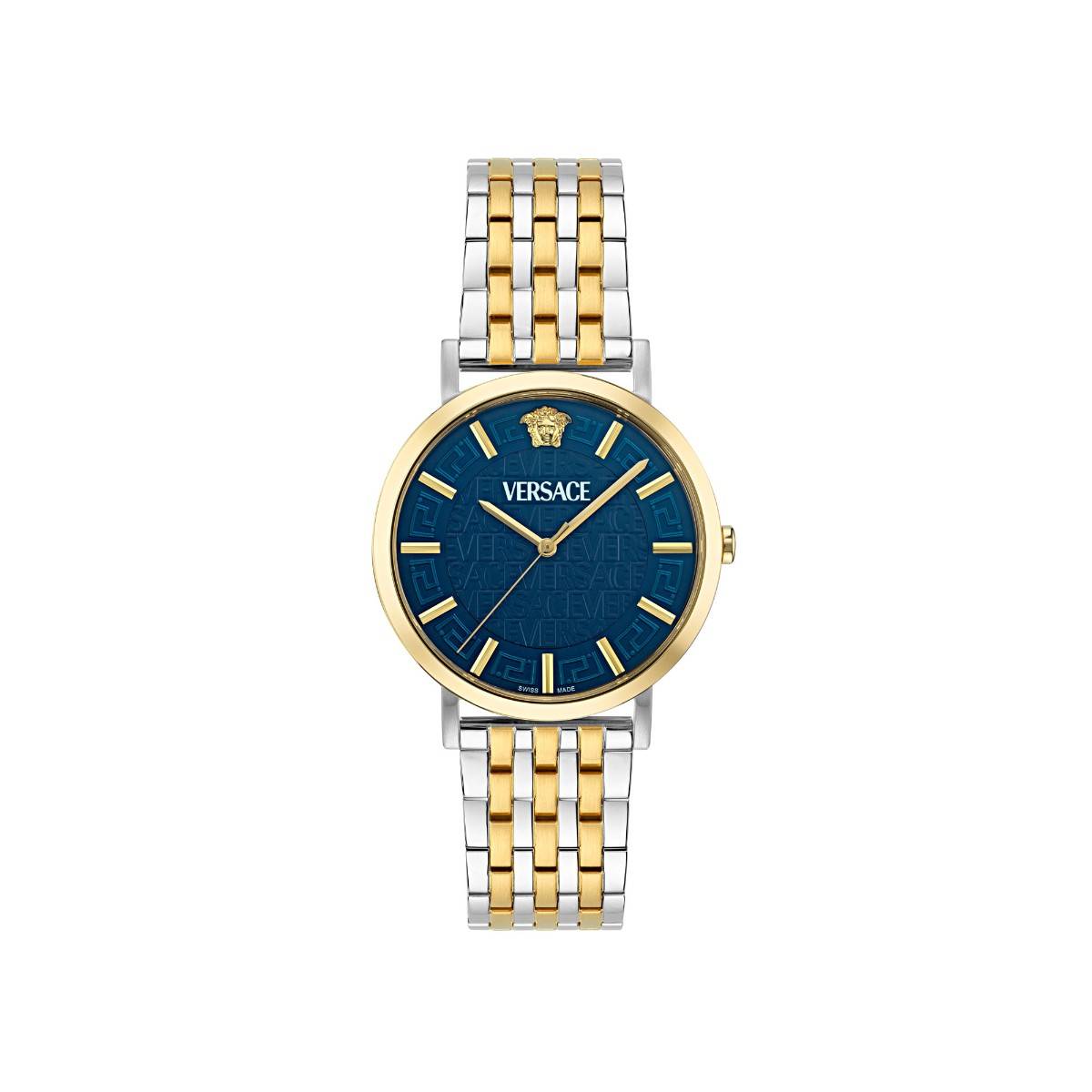 Versace Men Greca Slim Blue Round Dial Analog Watch - VE8Q00424 (M)