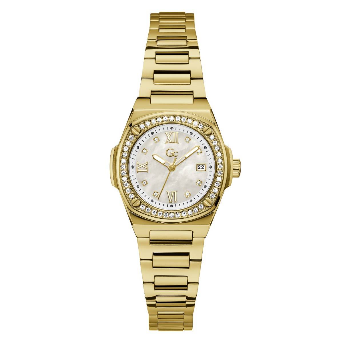 GC Women Coussin Shape Mini White Round Dial Analog Watch - Z12005L1MF (M)