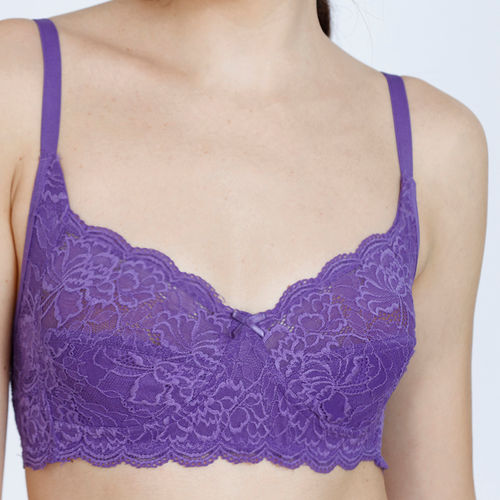 Zivame Unlined : Buy Zivame Rosaline Single Layered Non-wired 3-4th  Coverage Lace Bra - Winter Bloom Purple Online