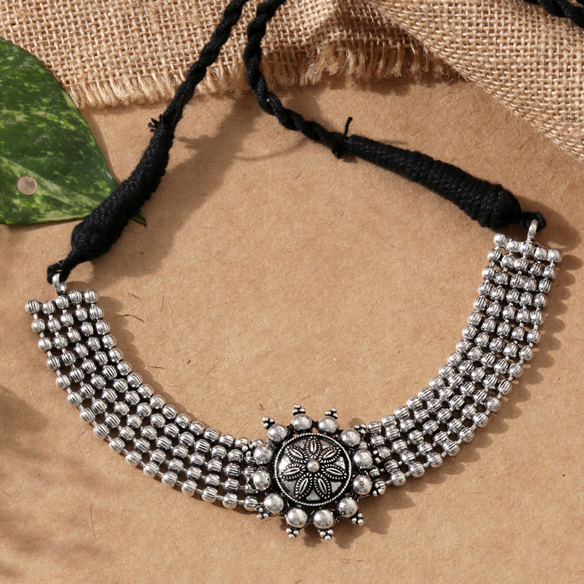 Product Name: *Oxidized Silver Color Necklace Set With Earrings... | Long choker  necklace, Choker necklace set, Necklace set