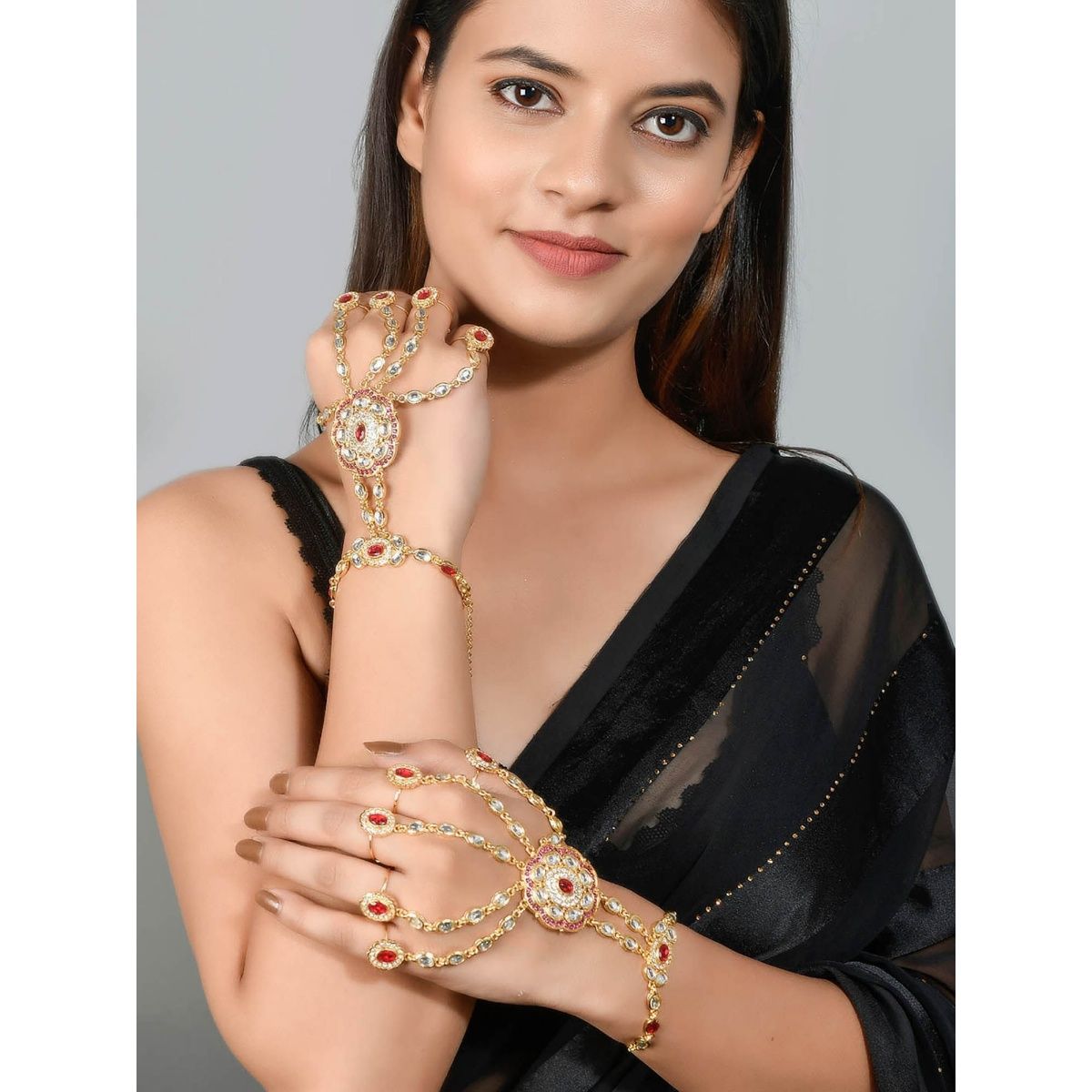 Silvermerc Designs Bangle Bracelets and Cuffs  Buy Silvermerc Designs Set  of 2 Traditional Bracelet With Ring Hathphool Online  Nykaa Fashion