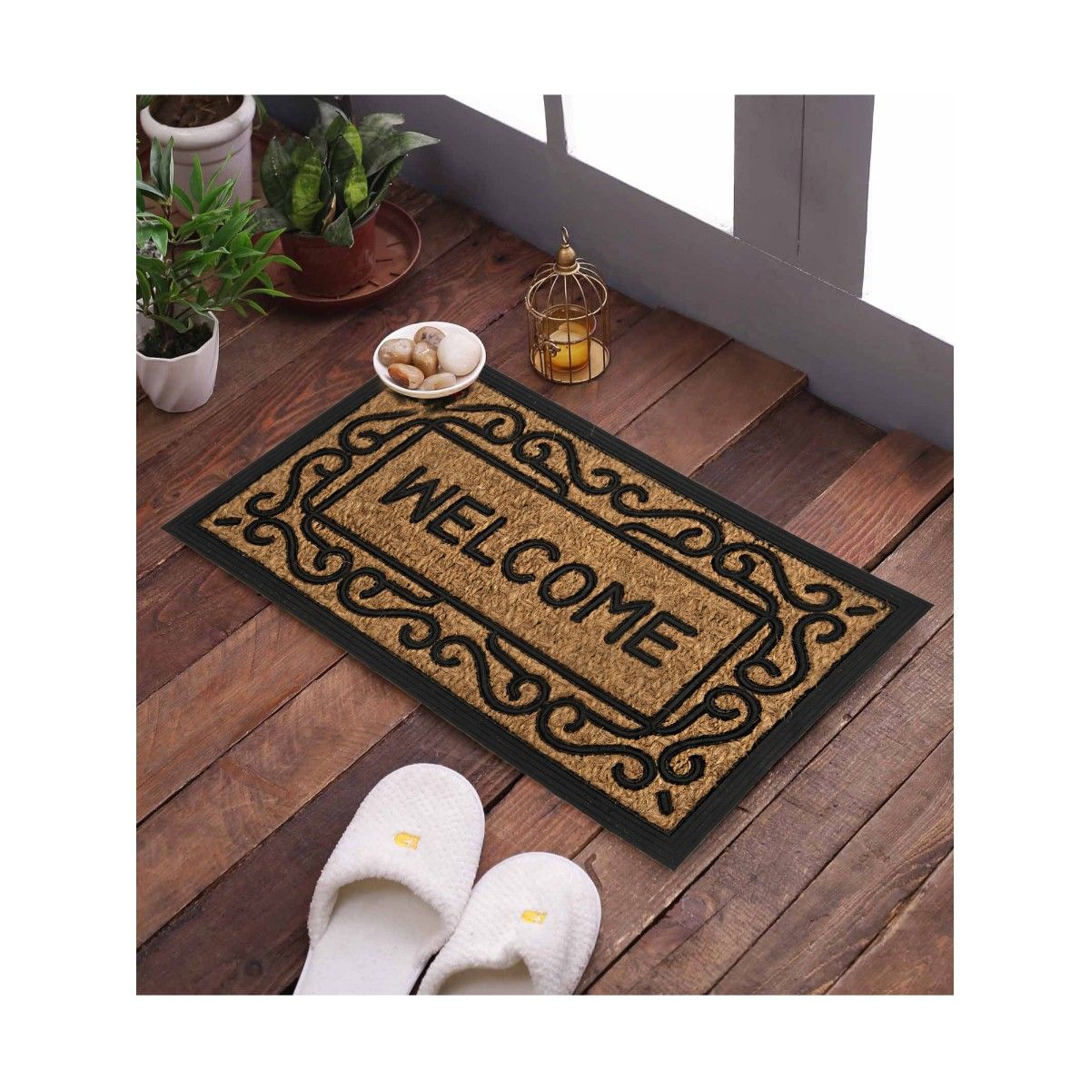 SWHF RubberBacked Natural Coir Doormats, Entry Mat for Indoor or