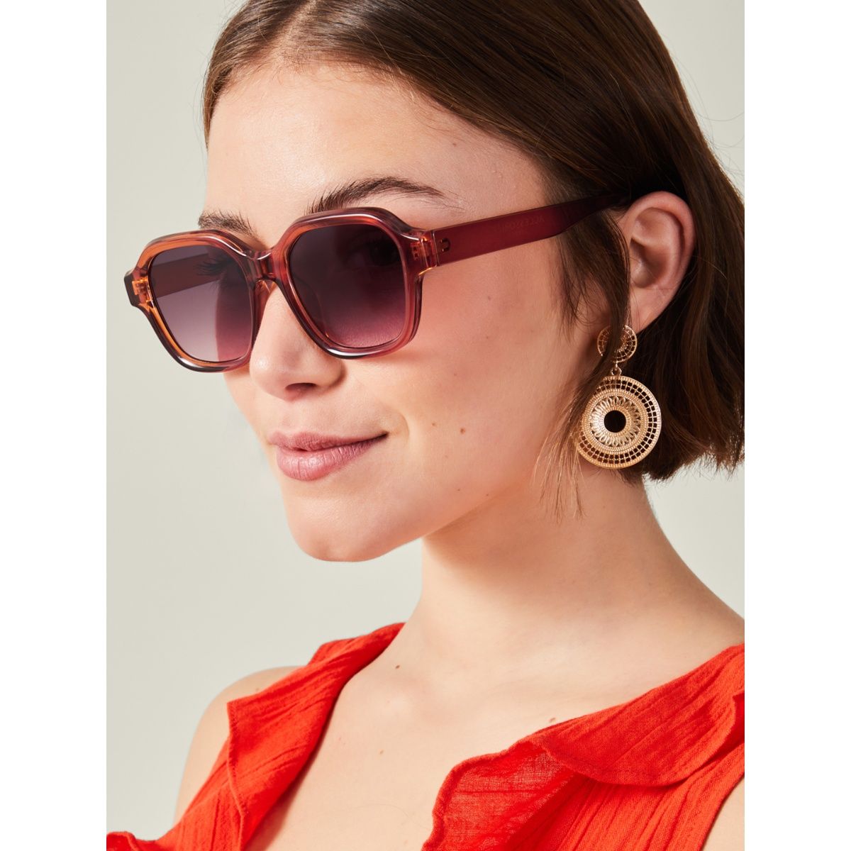 Buy Accessorize London Womens Orange Crystal Square Sunglasses Online