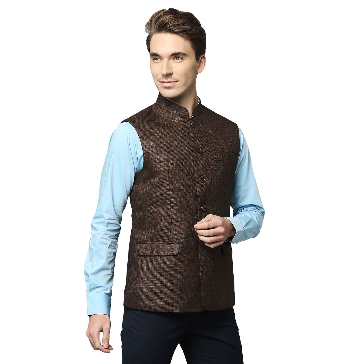 Buy Park Avenue Men Brown Textured Waistcoat Online