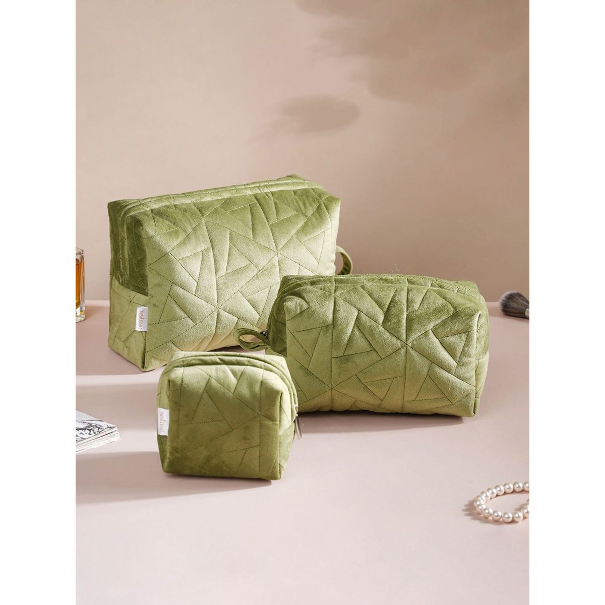 Nestasia Sage Green Cosmetic Bag Set of 3 Buy Nestasia Sage Green Cosmetic Bag Set of 3 Online