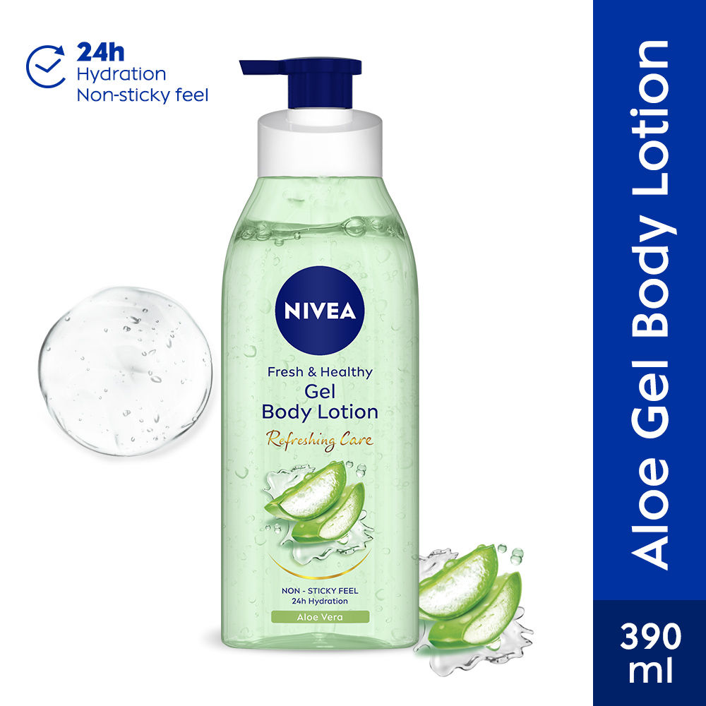 Nivea Aloe Vera Gel Body Lotion Non Sticky Feel, 24 Hours Hydration