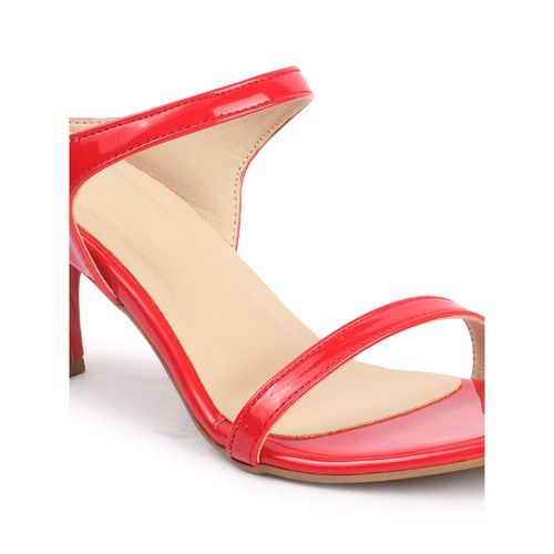 Buy Carlton London Women Round Toe Slip On Red Sandal Heels Online