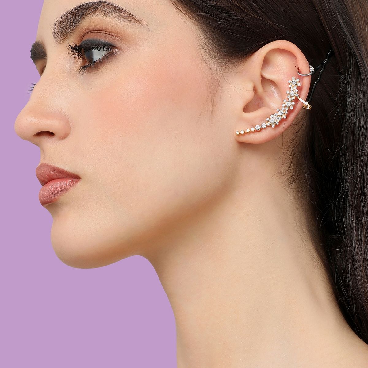 Buy SOHI Womens Gold Plated Designer Stone Party Ear Cuff 4546
