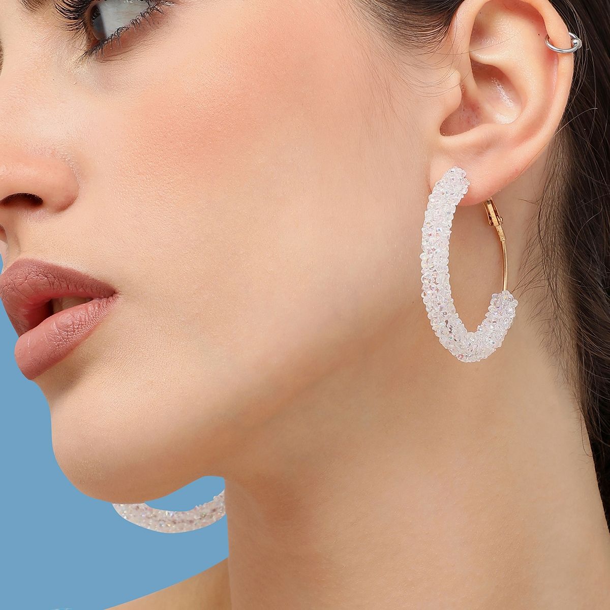 Buy SOHI Womens Gold Plated Designer Stone Casual Hoop Earring