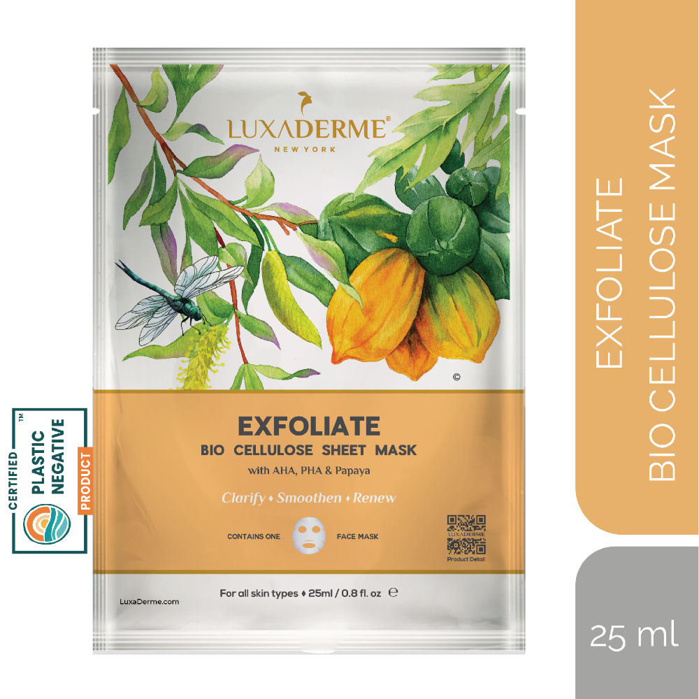 LuxaDerme Exfoliate Bio Cellulose Face Sheet Mask