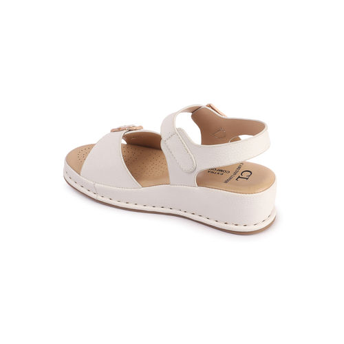Buy Carlton London White Solid Women Casual Wear Sandals Online - Main Image