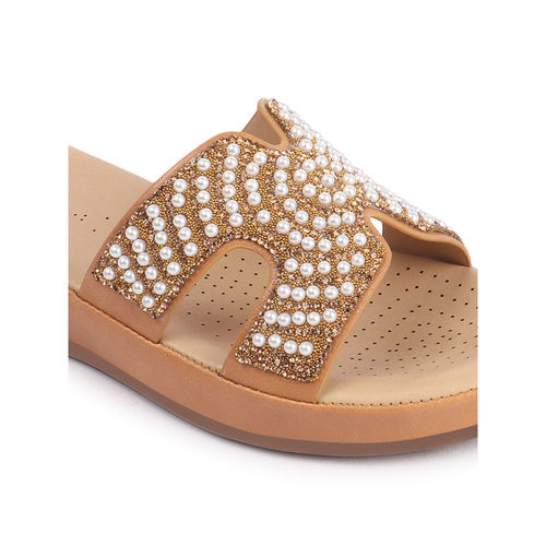 Buy Carlton London Tan Wedge Heel Embellished Women Casual Wear