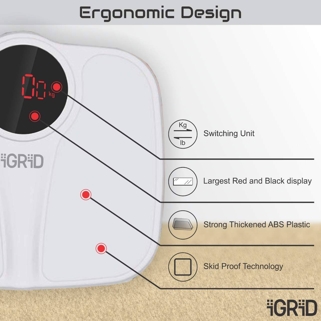 iGRiD Auto Electronic Digital Weighing Scale White (IG-HS1100): Buy ...