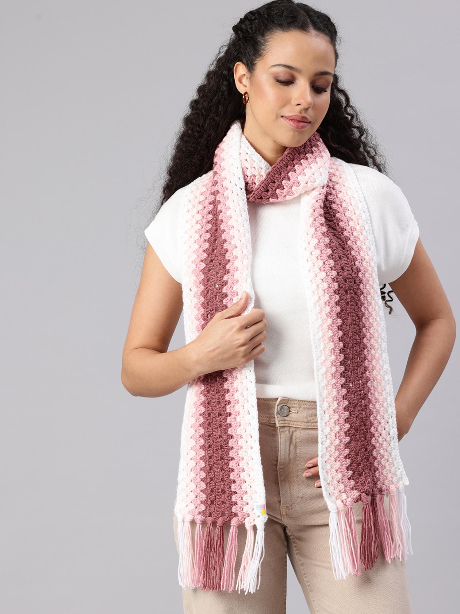 Buy Magic Needles Women Pink Handmade Self Design Waves Crochet