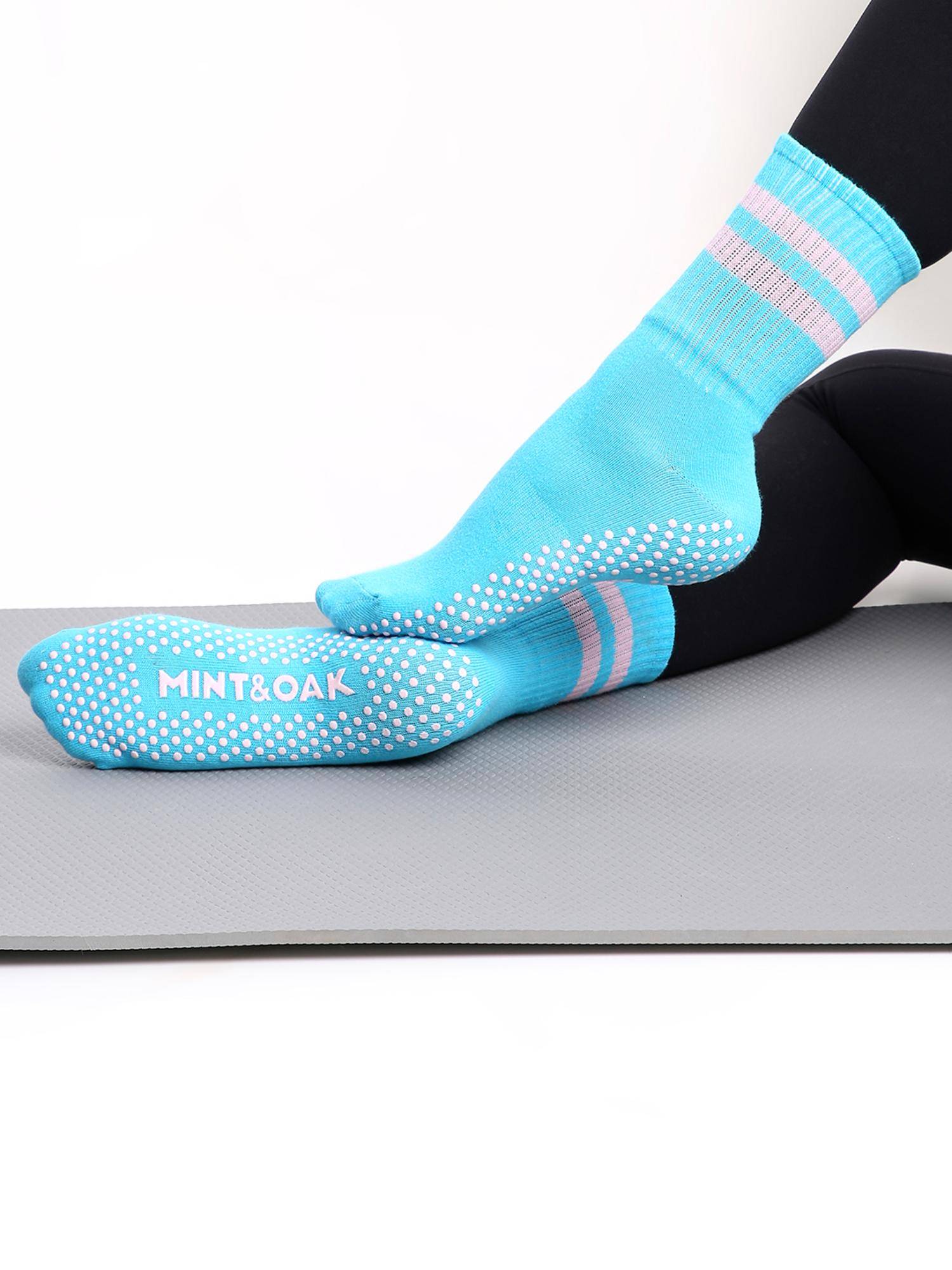 Mint & Oak Yoga And Pilates Crew Full Length Non-Slip Socks For Women