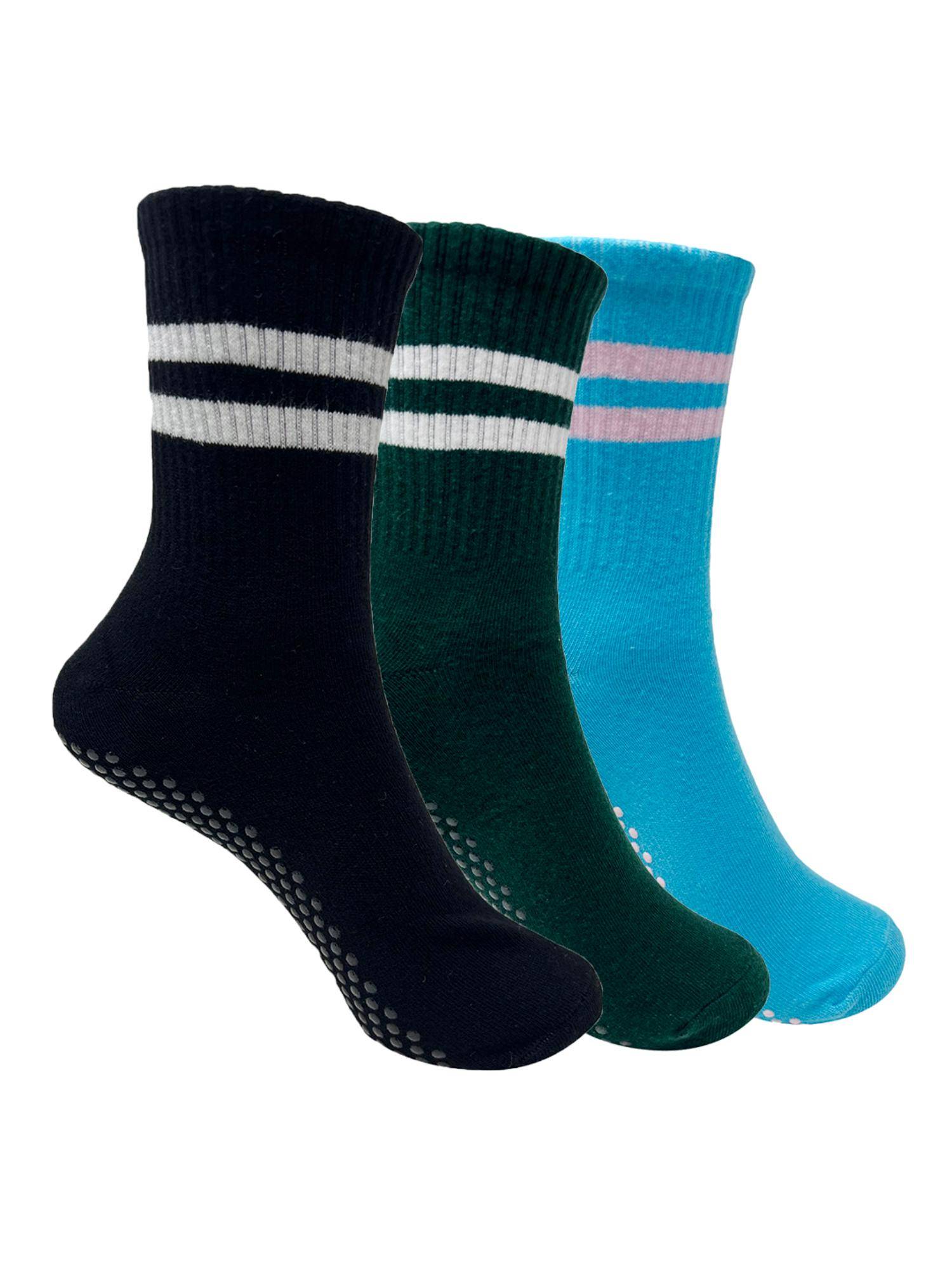 Mint & Oak Yoga And Pilates Crew Full Length Non-Slip Socks For Women (Pack Of 3)