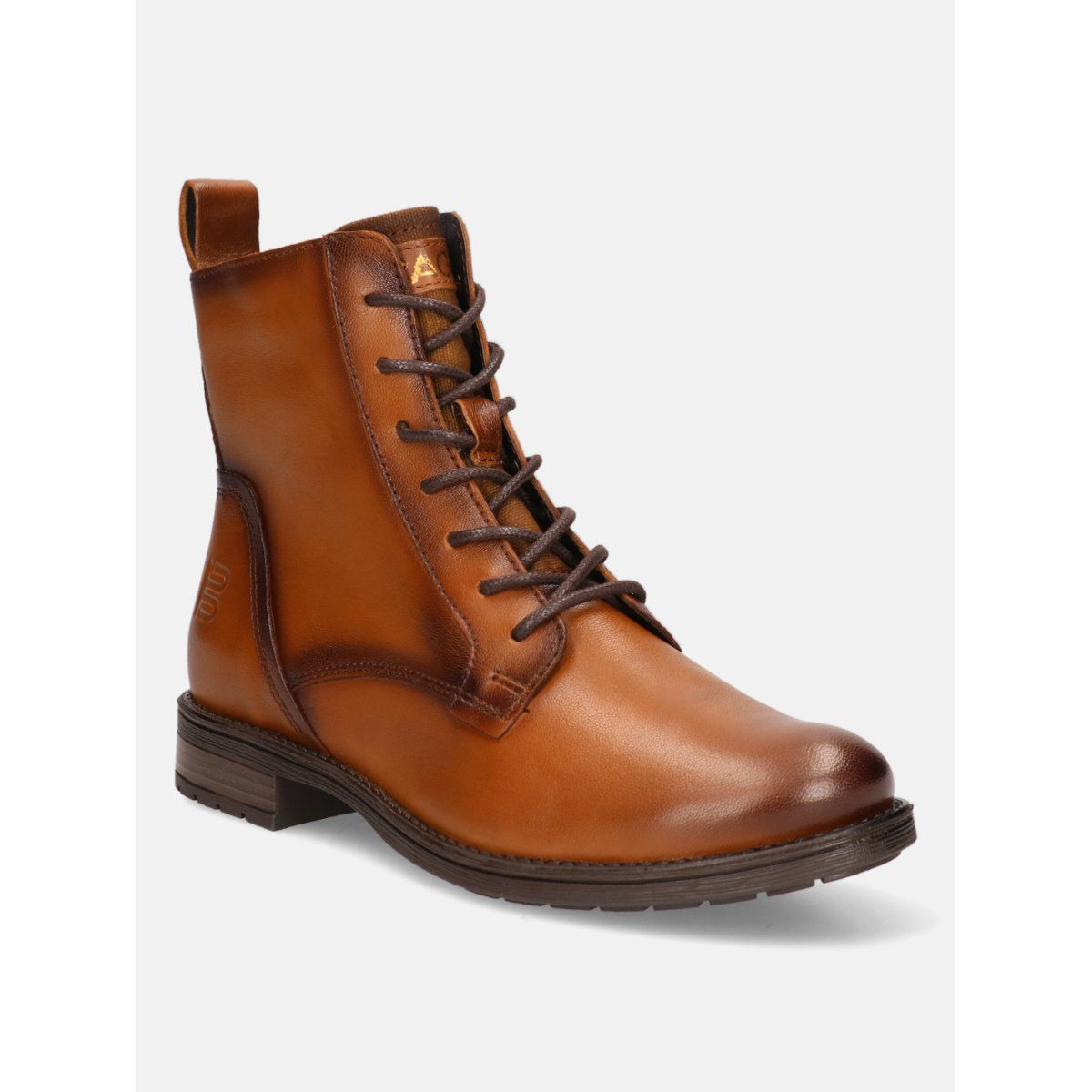Cognac leather ankle booties new arrivals